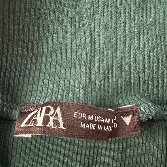 Zara Mock Neck Sleeveless Teal Tiered Mini Dress Women's MEDIUM - Picture 6 of 6